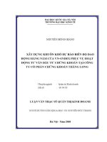 Luận văn thạc sĩ xây dựng khuôn khổ dự báo biên Độ dao Động hàng năm của vn index phục vụ hoạt Động tư vấn Đầu tư chứng khoán tại công ty cổ phần chứng khoán thăng long