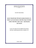 Luận văn thạc sĩ quản trị rủi ro tín dụng khách hàng cá nhân tại ngân hàng thương mại cổ phần công thương việt nam chi nhánh hà giang