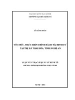 Luận văn thạc sĩ tổ chức thực hiện chính sách tái Định cư tại thị xã thái hòa tỉnh nghệ an