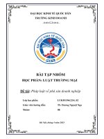 Bài tập nhóm học phần luật thương mại Đề tài pháp luật về phá sản doanh nghiệp