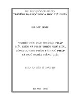 NGHIÊN CỨU CÁC PHƯƠNG PHÁP BIỂU DIỄN VÀ PHÁT TRIỂN NGỮ LIỆU, CÔNG CỤ CHO PHÂN TÍCH CÚ PHÁP VÀ NGỮ NGHĨA TIẾNG VIỆT 