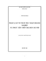Luận văn pháp luật về thuế thu nhập doanh nghiệp và thực tiễn trên Địa bàn hà nội