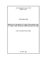 Luận văn pháp luật về quản lý chất thải nguy hại và thực tiễn Áp dụng trên Địa bàn hà nội