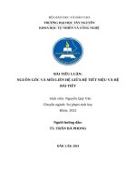 Tiểu luận nguồn gốc và mối liên hệ giữa hệ tiết niệu và hệ bài tiết