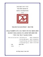 Đề tài nghiên cứu các nhân tố tác Động Đến hành vi mua hàng của sinh viên Đối với túc tắc tea tại Đà nẵng