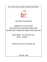 Nghiên cứu và xây dựng hệ cơ sở dữ liệu Đám mây riêng cho tập Đoàn bưu chính viễn thông việt nam vnpt (tt)
