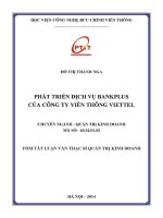 Phát triển dịch vụ bankplus của công ty viễn thông viettel (tt)