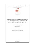 Nghiên cứu về hạ tầng khóa công khai pki Ứng dụng vào bảo mật thông tin trong phần mềm quản lý bệnh viện (tt)