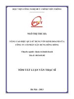 Nâng cao hiệu quả sử dụng vốn kinh doanh của công ty cổ phần xây dựng sông hồng (tt)