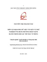 Tiếp cận khai phá dữ liệu văn bản và thử nghiệm Ứng dụng phương pháp naive bayse trong bộ lọc thư rác tự Động (tt)