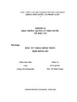 Quản lý nhà nước về Đầu tư nội dung Đầu tư theo hình thức hợp Đồng bt