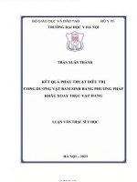 Kết quả phẫu thuật Điều trị cong dương vật bẩm sinh bằng phương pháp khâu xoay trực tràng vật hang