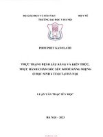 Thực trạng bệnh sâu răng và kiến thức thực hành chăm sóc sức khỏe răng miệng Ở học sinh 6 tuổi tại hà nội
