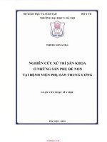 Nghiên cứu xử trí sản khoa Ở những sản phụ Đẻ non tại bệnh viện phụ sản tư