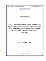 Đánh giá kết quả chương trình thí điểm cấp thuốc methadone nhiều ngày cho người bệnh điều trị nghiện các chất dạng thuốc phiện tại Điện Biên, Lai Châu và Hải Phòng (2021- 2022)