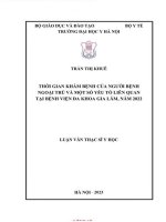 Thời gian khám bệnh của người bệnh ngoại trú và một số yếu tố liên quan tại bệnh viện Đa khoa gia lâm năm 2022