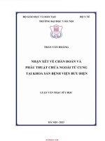 Nhận xét về chẩn Đoán và phẫu thuật chửa ngoài tử cung tại khoa sản bệnh viện bưu Điện