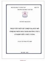 Nhận xét kết quả Điện dạ dày Đồ Ở bệnh nhân Đái tháo Đường typ 2 có khó tiêu chức năng