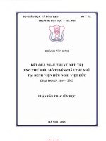 Kết quả phẫu thuật Điều trị ung thư biểu mô tuyến giáp thể nhú tại bệnh viện việt Đức giai Đoạn 2019 2022