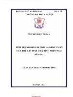 Tình trạng dinh dưỡng và khẩu phần của trẻ 6 10 tuổi Ở ba tỉnh miền nam năm 2021