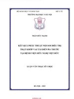 Kết quả phẫu thuật nội soi Điều trị trật khớp vai tái diễn ra trước tại bệnh viện việt Đức