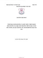 Tình trạng dinh dưỡng và kiến thức thực hành dinh dưỡng của học sinh trường thcs phú nghĩa huyện chương mỹ tp hà nội năm 2022