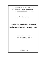 Luận Án tiến sĩ nghiên cứu phát triển bền vững ngành công nghiệp than việt nam