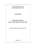 Luận Án tiến sĩ Định danh tự dộng một số làn Điệu dân ca việt nam