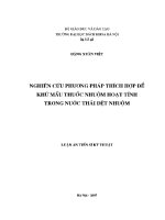 Luận Án tiến sĩ nghiên cứu phương pháp thích hợp Để khử mầu thuốc nhuộm hoạt tính trong nước thải dệt nhuộm