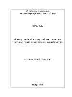 Luận Án tiến sĩ kỹ thuật thủy vân và mật mã học trong xác thực bảo vệ bản quyền dữ liệu Đa phương tiện
