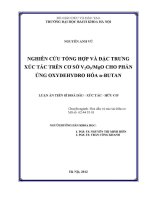 Luận Án tiến sĩ nghiên cứu tổng hợp và Đặc trưng xúc tác trên cơ sở v2o5 mgo cho phản Ứng oxydehydro hóa n butan