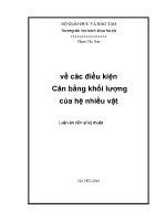 Luận Án tiến sĩ về các Điều kiện cân bằng khối lượng của nhiều hệ vật