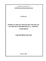Luận Án tiến sĩ nghiên cứu tổng hợp Đánh giá hoạt tính sinh học các dẫn xuất hydrazone mới của  gossypol và zerumbone