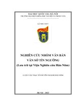 02050007123 nội dung nghiên cứu nhóm văn bản văn sớ tín ngưỡng (lưu trữ tại viện nghiên cứu hán nôm