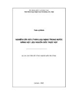 Luận Án tiến sĩ nghiên cứu xử lý kim loại nặng trong nước bằng vật liệu nguồn gốc thực vật