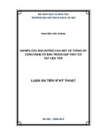 Luận Án tiến sĩ nghiên cứu Ảnh hưởng của một số thông số công nghệ cơ bản trong dập thủy cơ vật liệu tấm