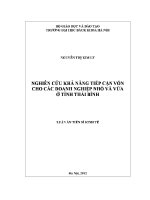 Luận Án tiến sĩ nghiên cứu khả năng tiếp cận vốn cho các doang nghiệp nhỏ và vừa Ở tỉnh thái bình