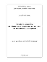 Luận Án tiến sĩ các yếu tố Ảnh hưởng tới liên kết giữa trường Đại học kỹ thuật với doanh nghiệp tại việt nam