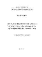 Luận Án tiến sĩ mối quan hệ giữa phong cách lãnh Đạo và hành vi nhân viên kiểm chứng tại các doanh nghiệp bưu chính việt nam