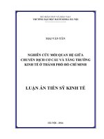 Luận Án tiến sĩ nghiên cứu mối quan hệ giữa chuyển dịch cơ cấu và tăng trưởng kinh tế Ở thành phố hồ chí minh