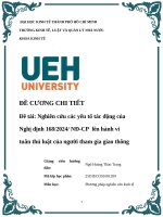 Nghiên cứu các yếu tố tác Động của nghị Định 1682024 nđ cp lên hành vi tuân thủ luật của người tham gia giao thông