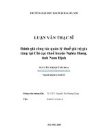 Luận văn thạc sĩ Đánh giá công tác quản lý thuế giá trị gia tăng tại chi cục thuế huyện nghĩa hưng tỉnh nam Định