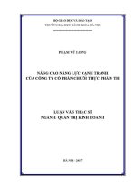 Luận văn thạc sĩ nâng cao năng lực cạnh tranh của công ty cổ phần chuỗi thực phẩm th