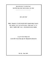 Luận văn thạc sĩ thực trạng và giải pháp Đẩy mạnh hoạt Động huy Động vốn tại ngân hàng tmcp Đầu tư và phát triển việt nam chi nhánh hoàn kiếm