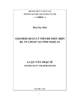 Luận văn thạc sĩ giải pháp quản lý tiến Độ thực hiện dự Án lifsap tại tỉnh nghệ an