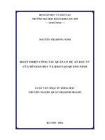 Luận văn thạc sĩ hoàn thiện công tác quản lý dự Án Đầu tư của sở giáo dục và Đào tạo quảng ninh