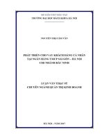 Luận văn thạc sĩ phát triển cho vay khách hàng cá nhân tại ngân hàng tmcp sài gòn hà nội chi nhánh bắc ninh