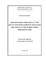 Luận văn thạc sĩ giải pháp hoàn thiện quản lý vốn Đầu tư xây dựng cơ bản từ ngân sách nhà nước của thị xã Đông triều tỉnh quảng ninh