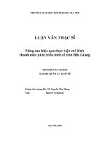 Luận văn thạc sĩ nâng cao hiệu quả thực hiện mô hình thanh niên phát triển kinh tế tỉnh bắc giang