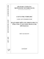 Luận văn thạc sĩ hoạch Định chiến lược kinh doanh của tổng công ty xây dựng thăng long Đến năm 2012